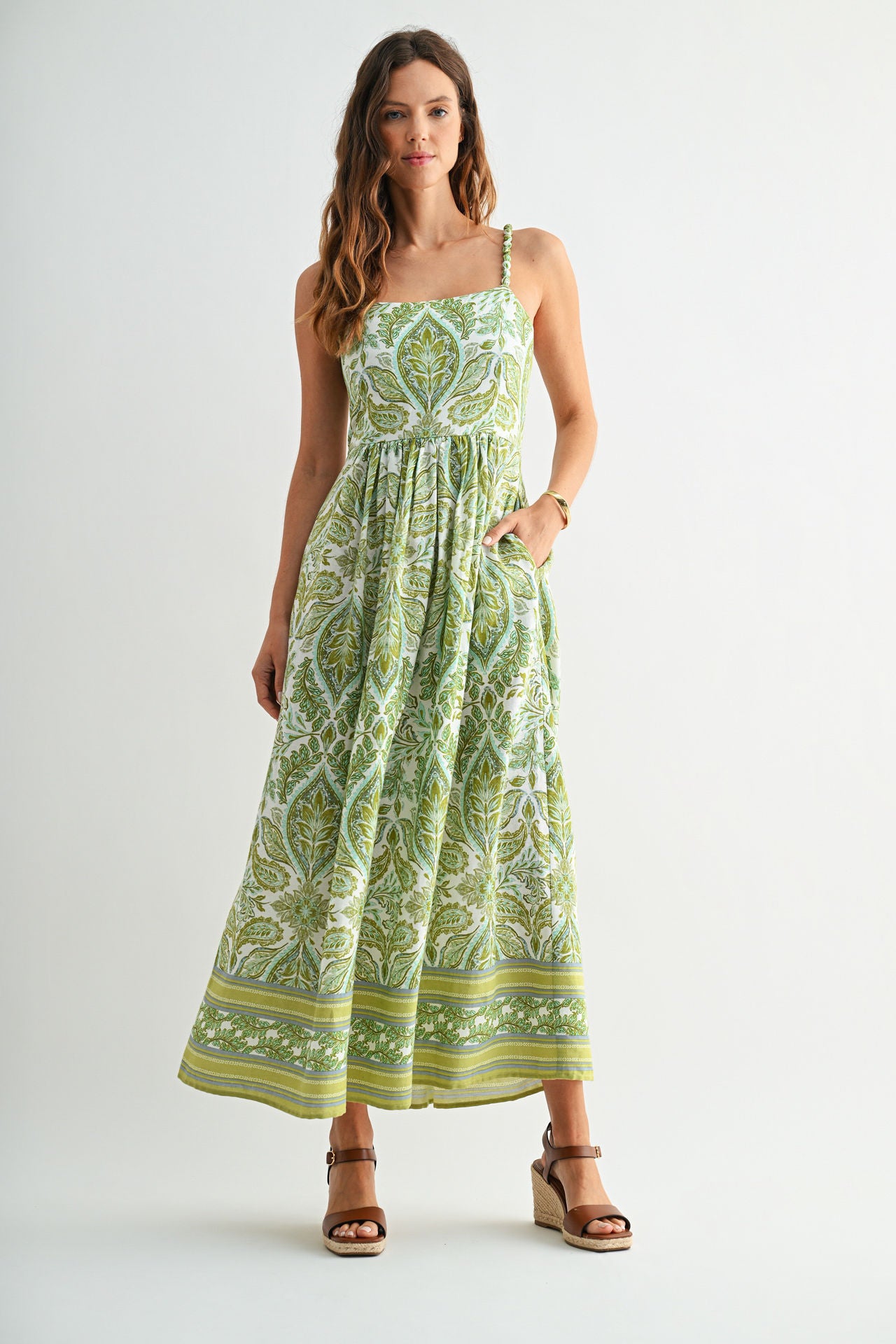 Printed Empire Waist Maxi Dress Pear