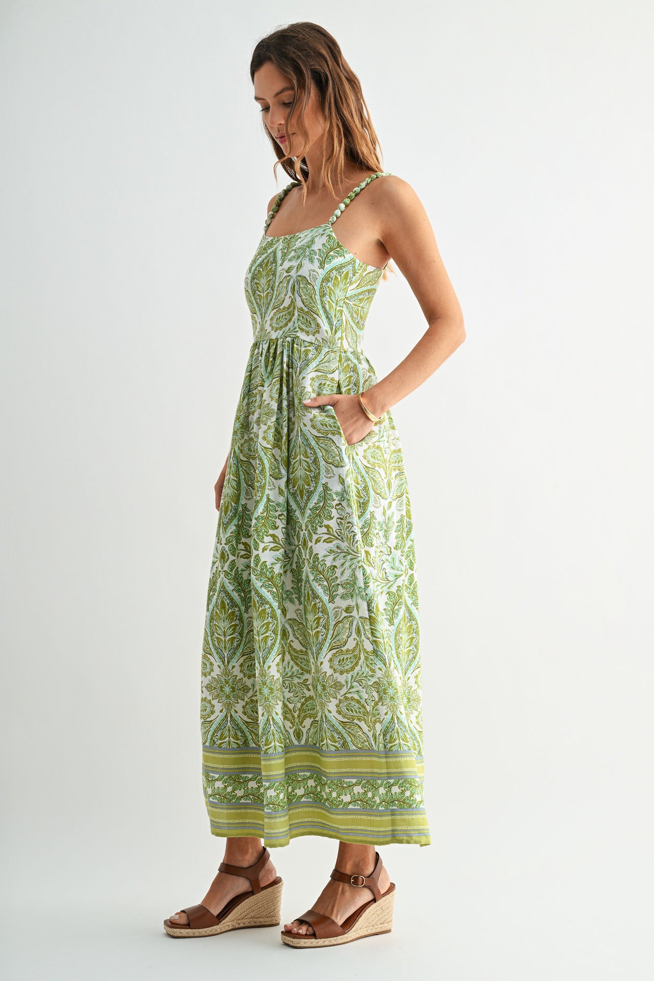 Printed Empire Waist Maxi Dress Pear
