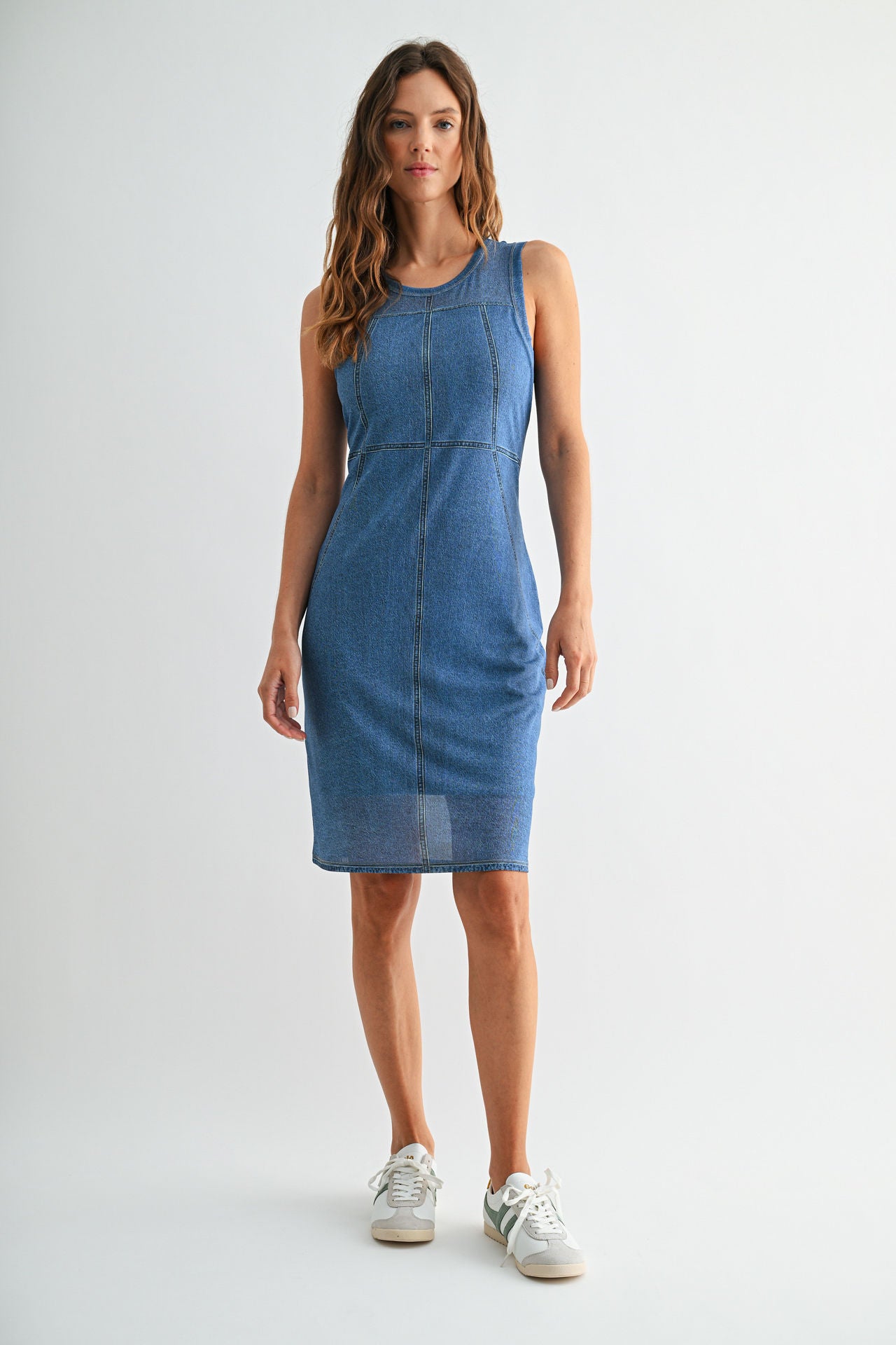 Mesh Denim Dress Indigo