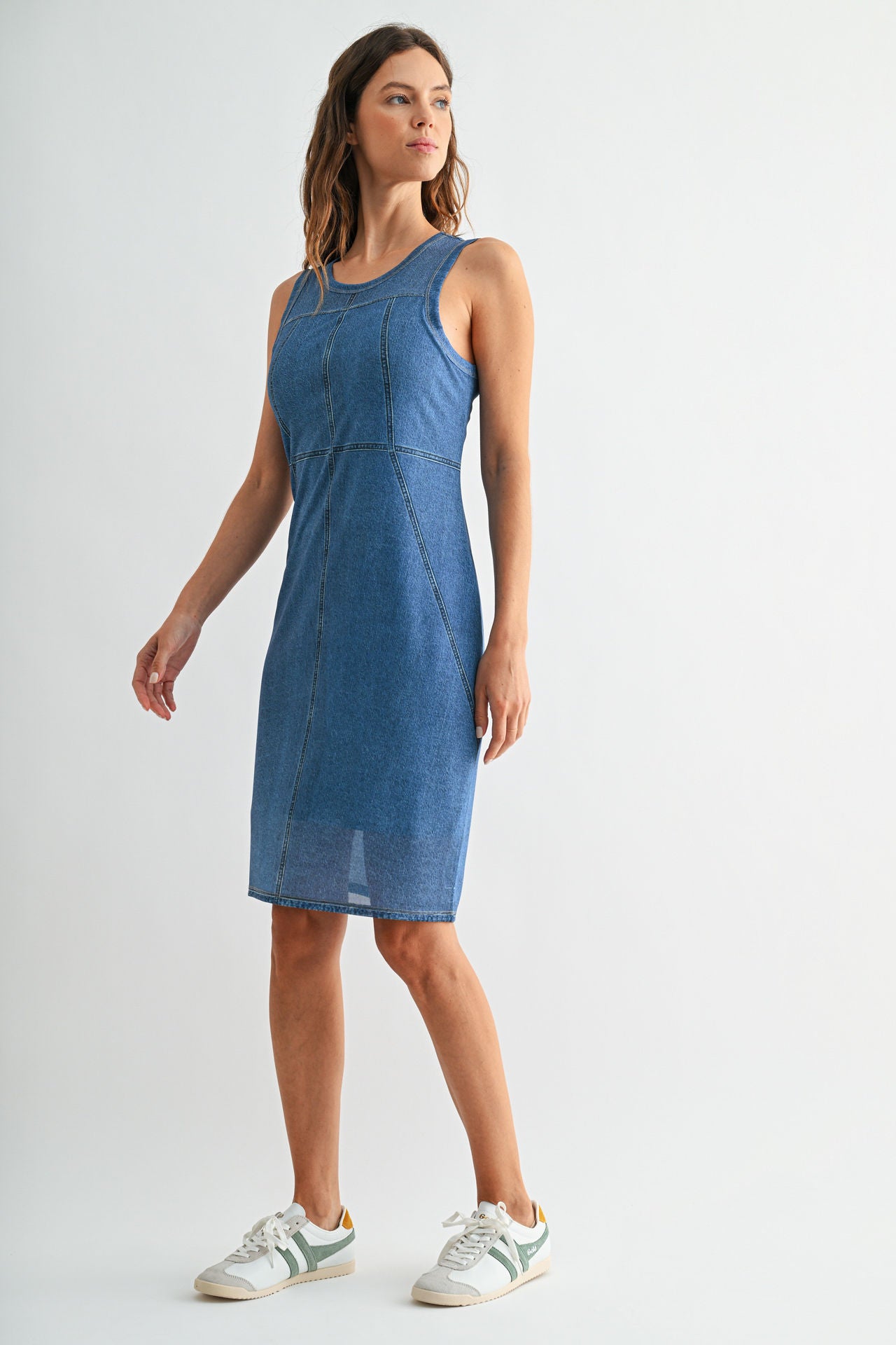 Mesh Denim Dress Indigo