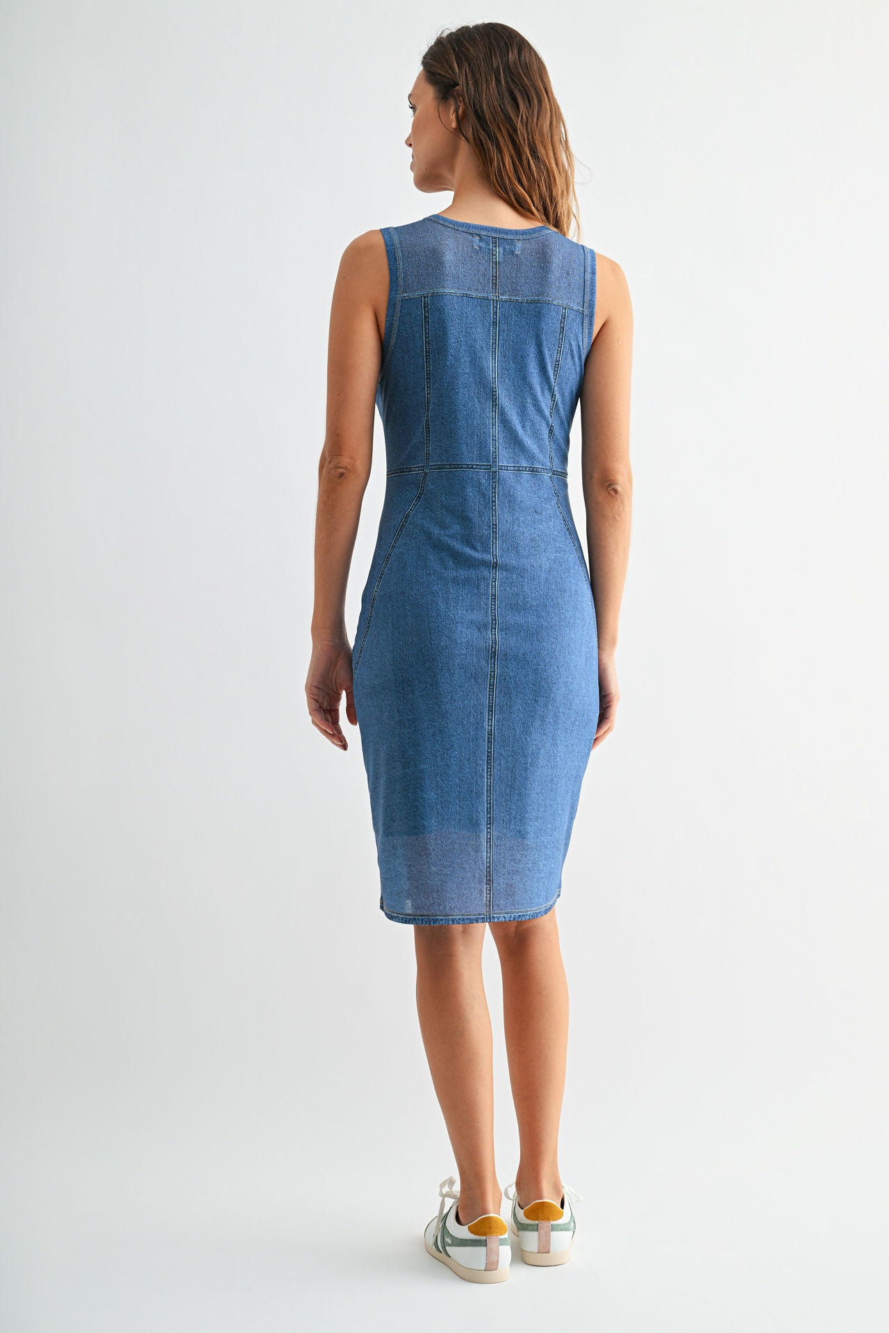 Mesh Denim Dress Indigo