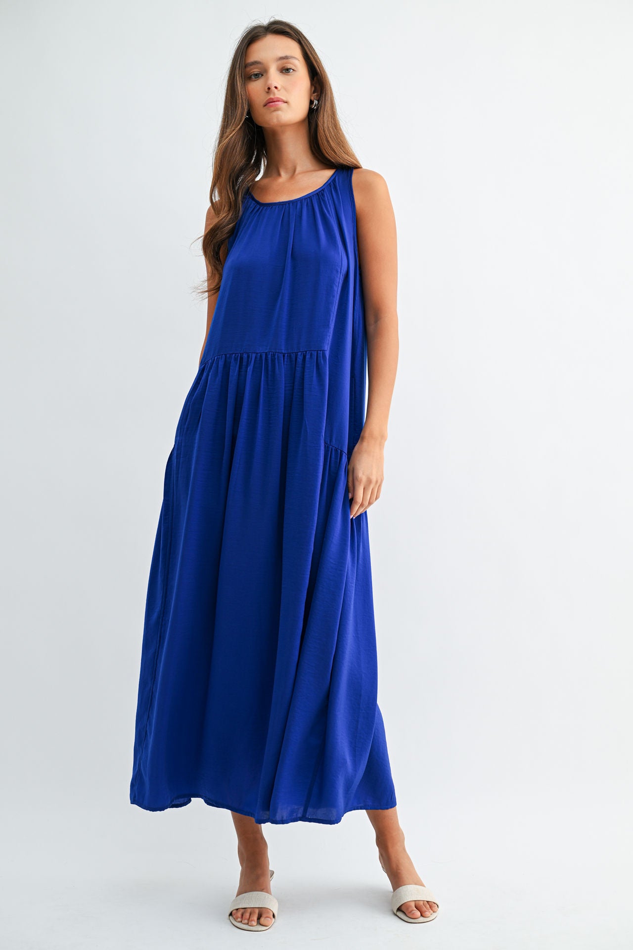 Cobalt Halter Neck A-line Maxi Dress