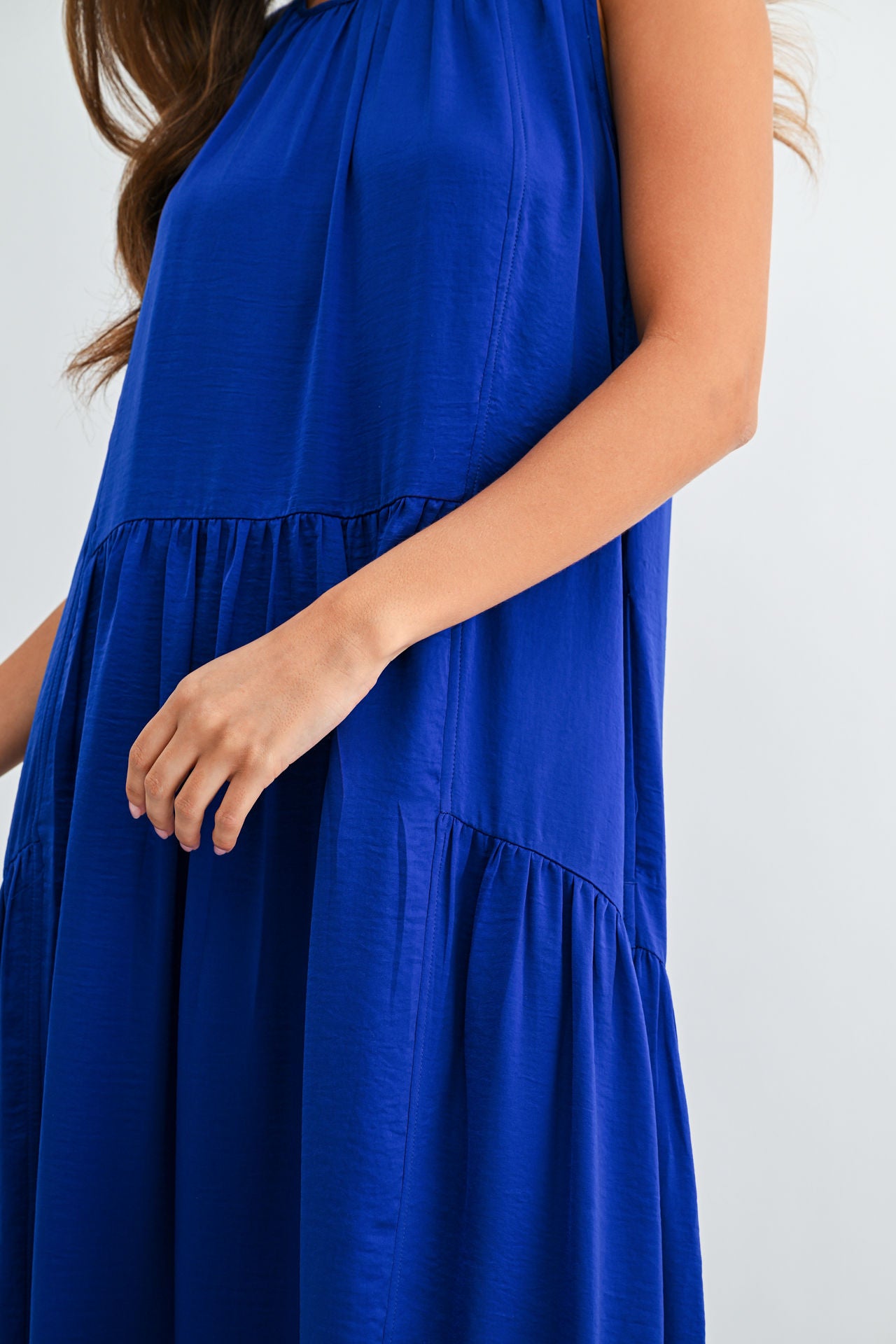 Cobalt Halter Neck A-line Maxi Dress