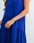 Cobalt Halter Neck A-line Maxi Dress