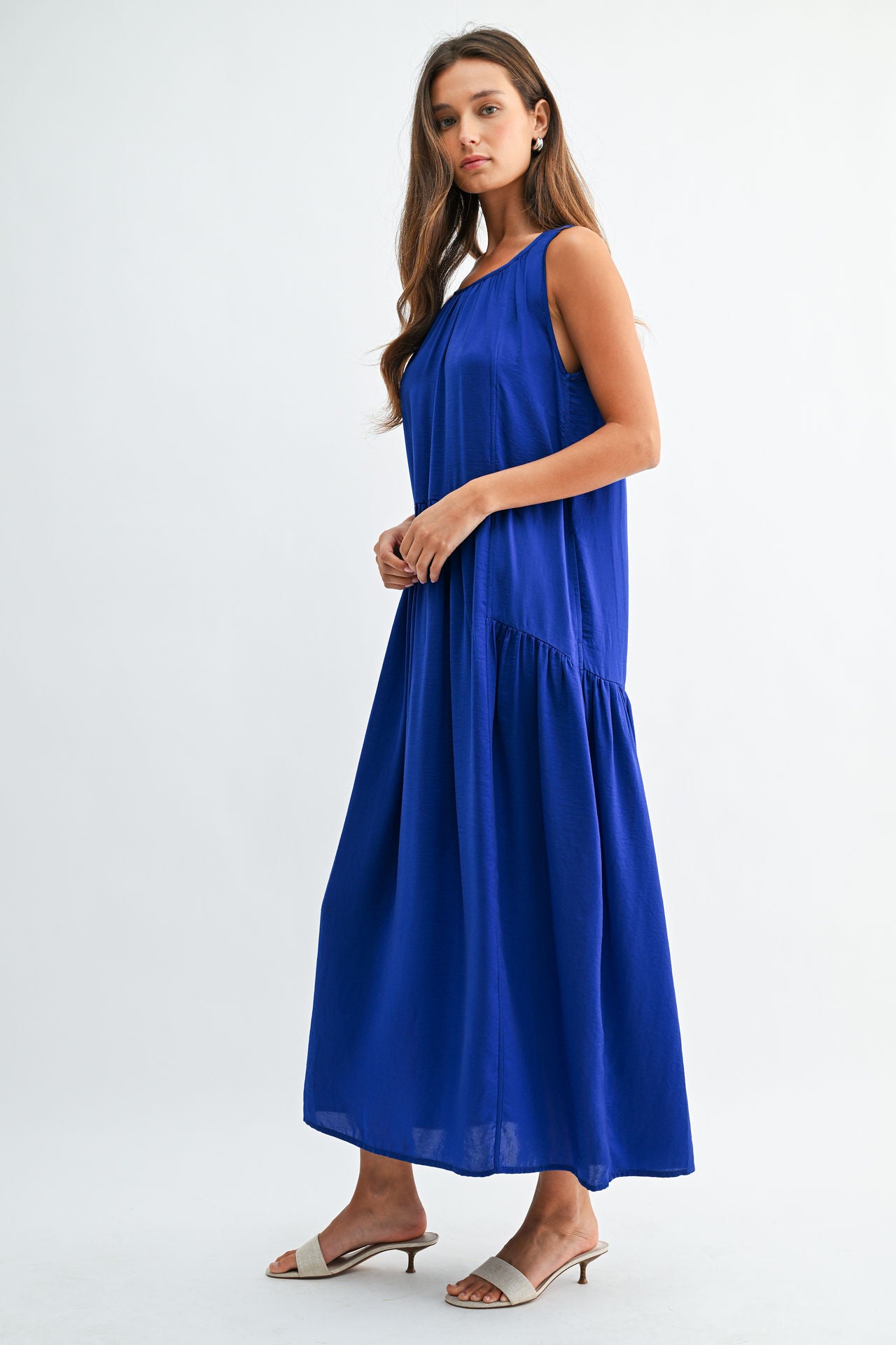 Cobalt Halter Neck A-line Maxi Dress