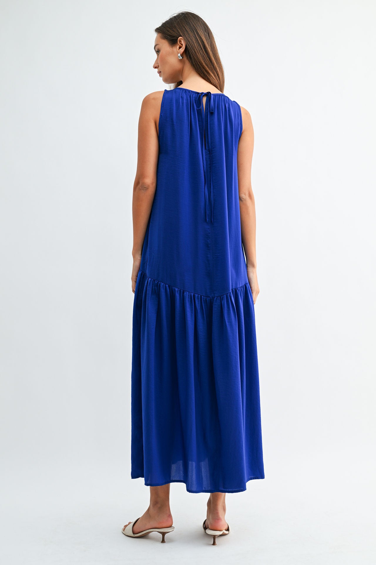 Cobalt Halter Neck A-line Maxi Dress