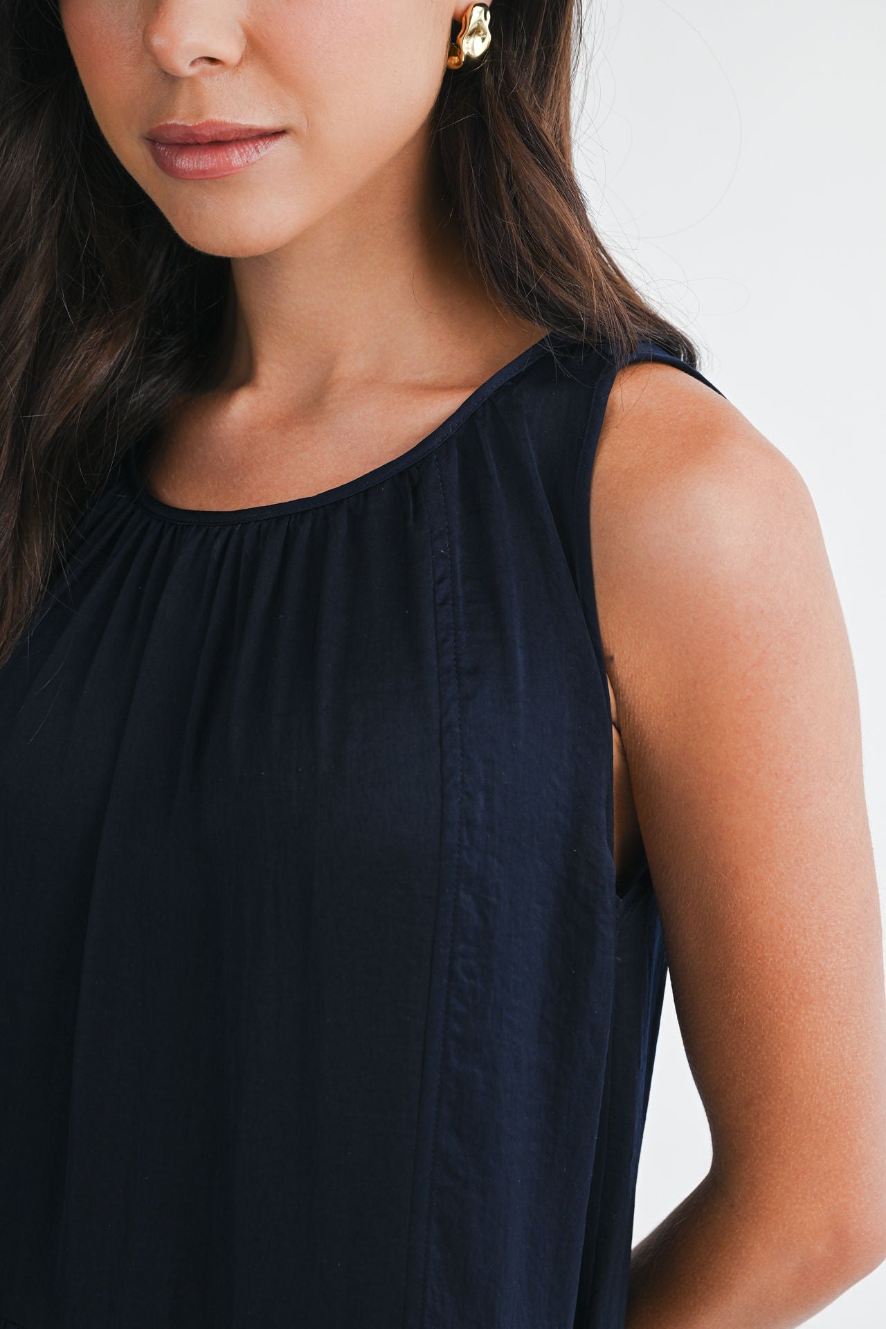Navy Halter Neck A-line Maxi Dress