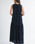 Navy Halter Neck A-line Maxi Dress