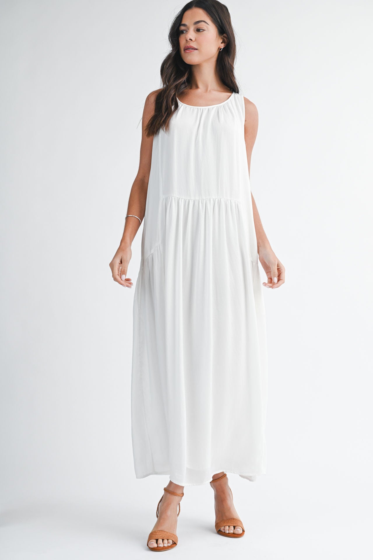 White Halter Neck A-line Maxi Dress
