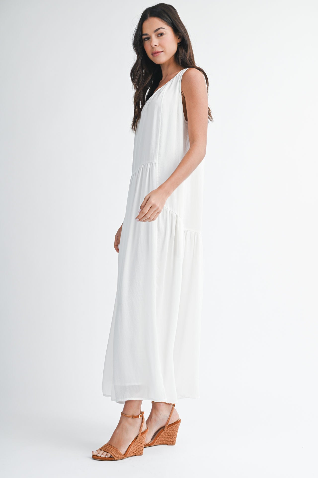 White Halter Neck A-line Maxi Dress