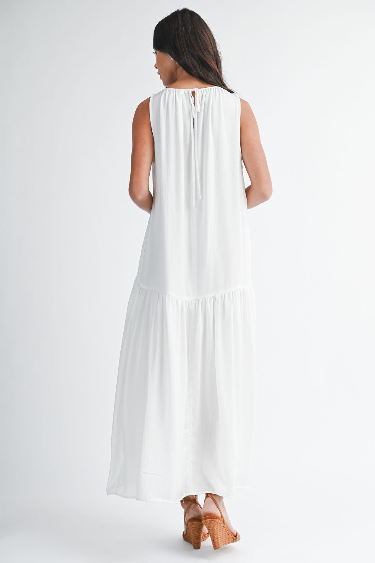 White Halter Neck A-line Maxi Dress
