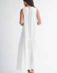 White Halter Neck A-line Maxi Dress