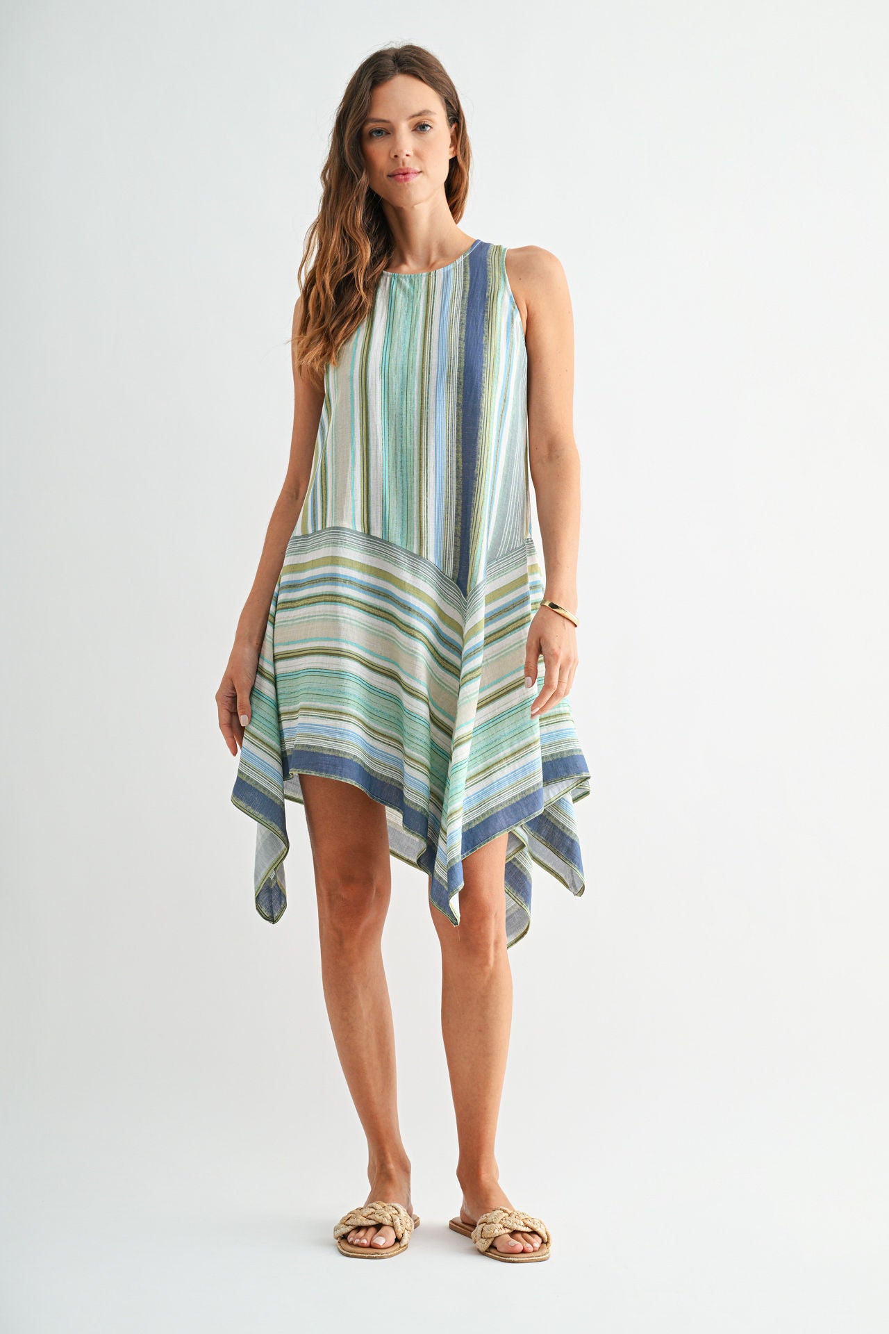 Blue Striped Handkerchief Dress