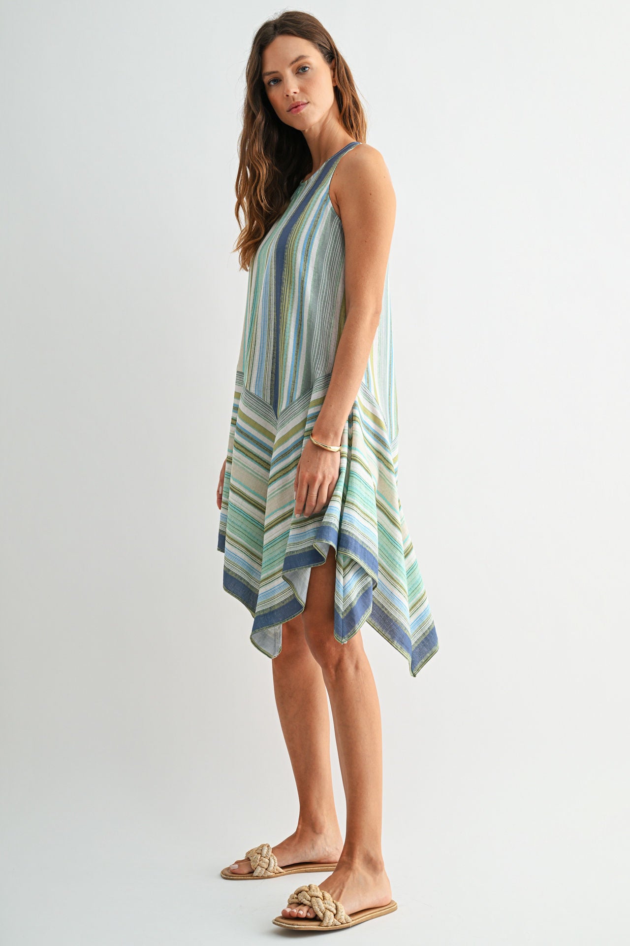 Blue Striped Handkerchief Dress