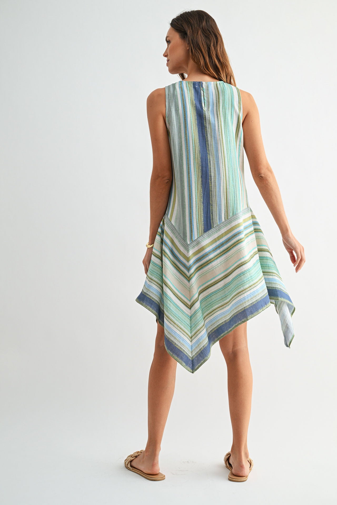 Blue Striped Handkerchief Dress