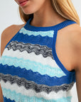 Cobalt Pointelle Halter Dress
