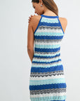 Cobalt Pointelle Halter Dress