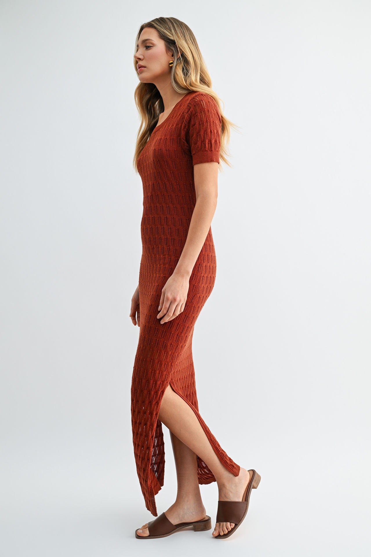 Paprika Crochet Midi Dress