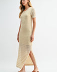 Parchment Crochet Midi Dress