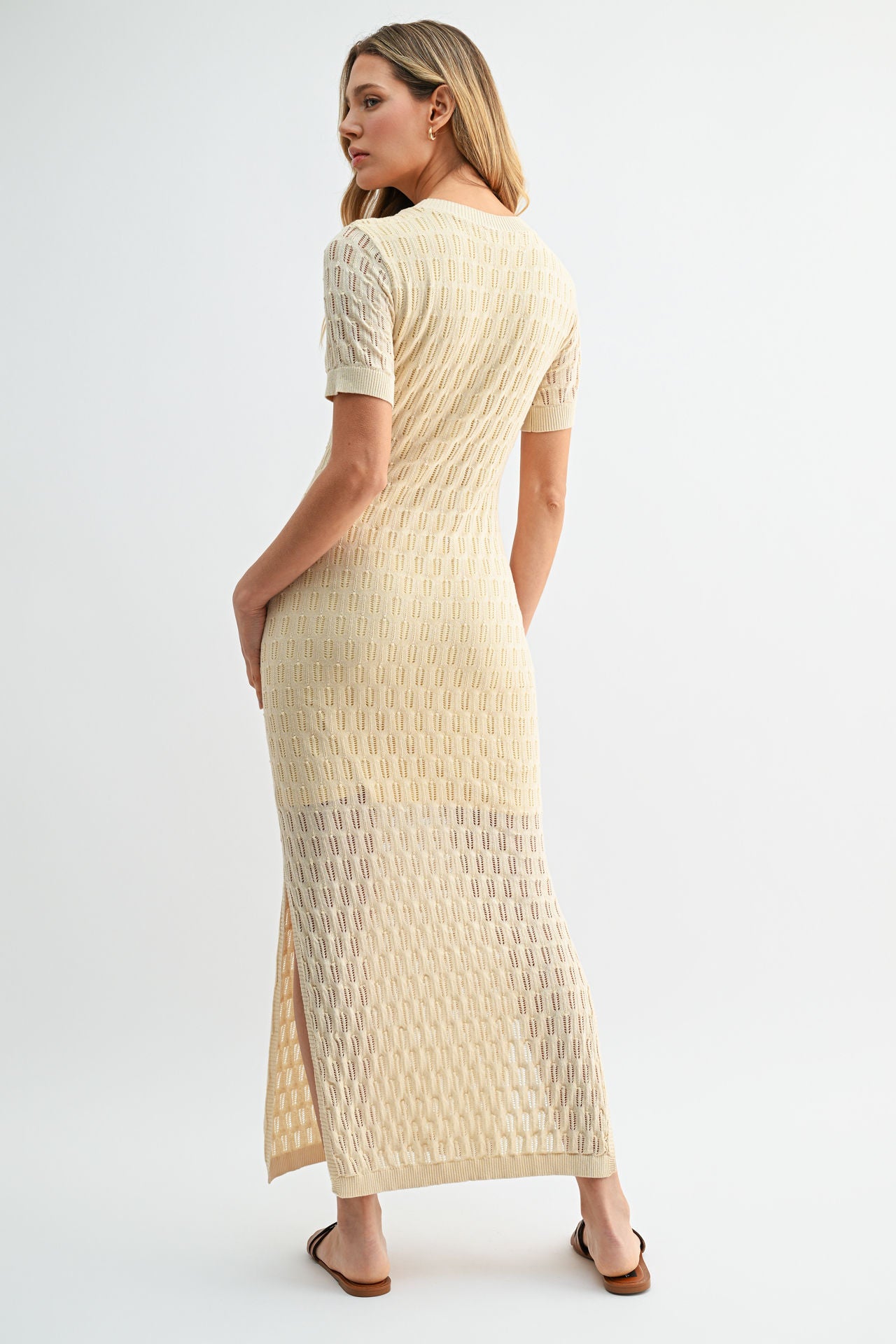 Parchment Crochet Midi Dress