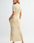 Parchment Crochet Midi Dress
