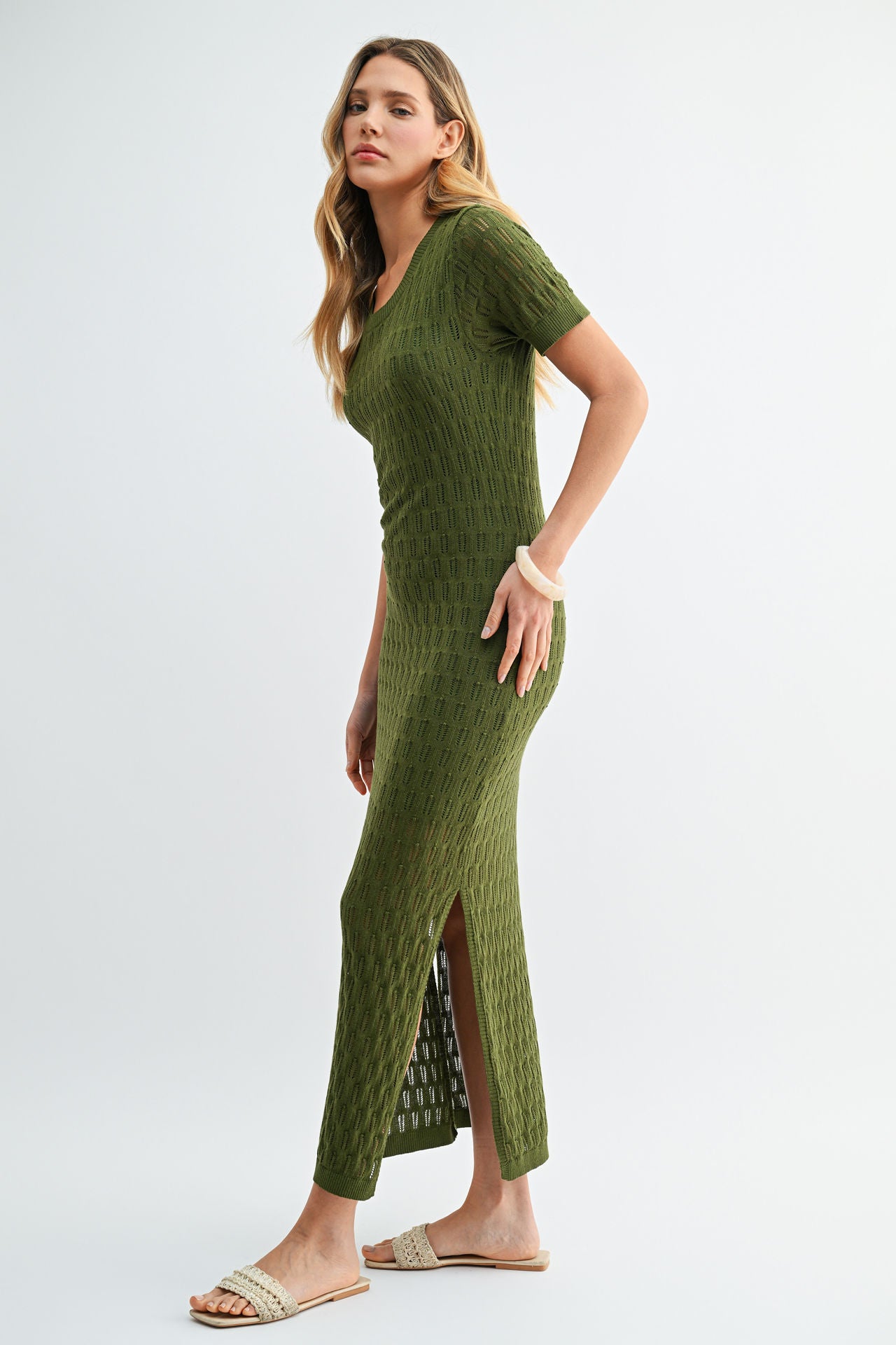 Pine Crochet Midi Dress