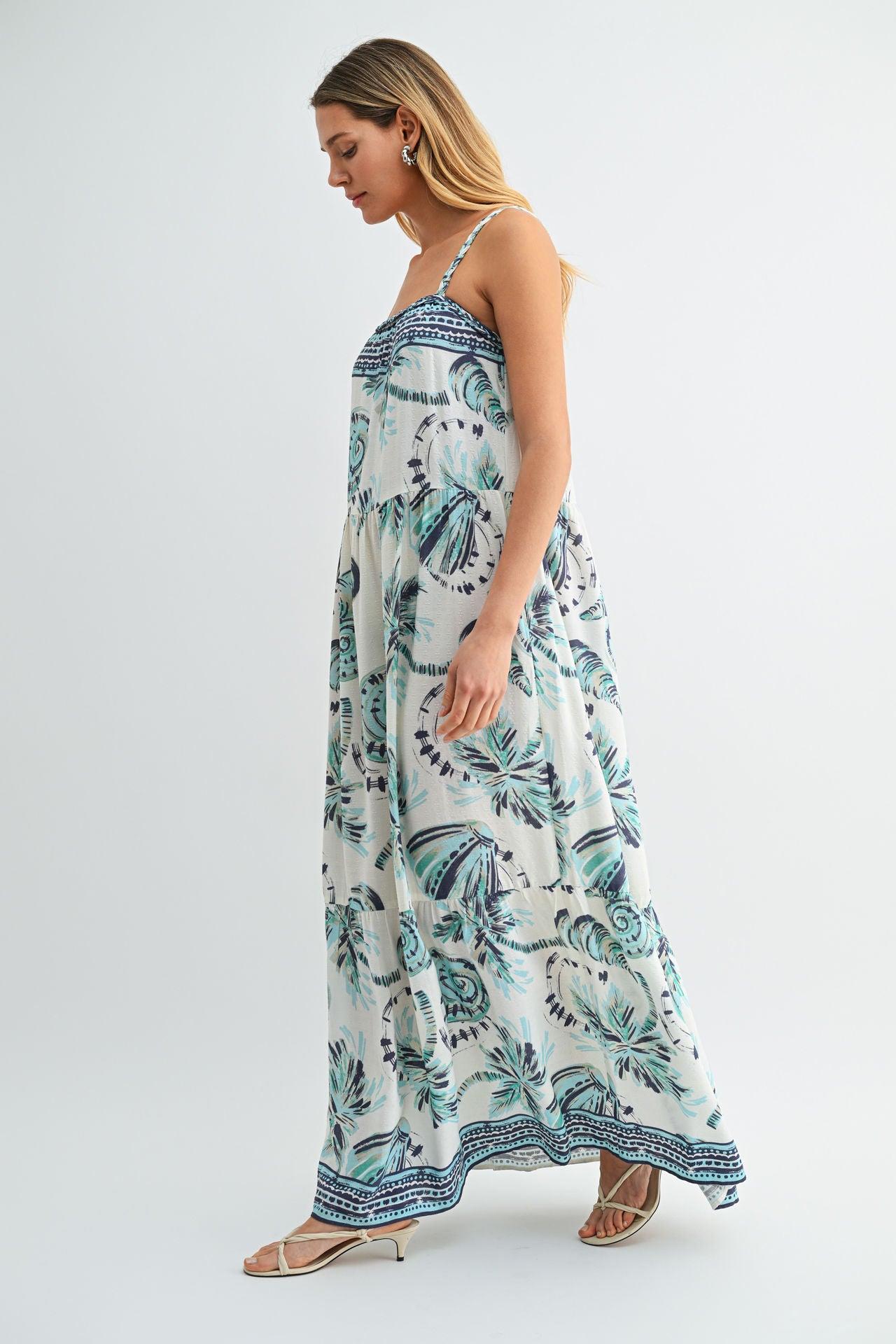 Cream Braided Neck Maxi Dress