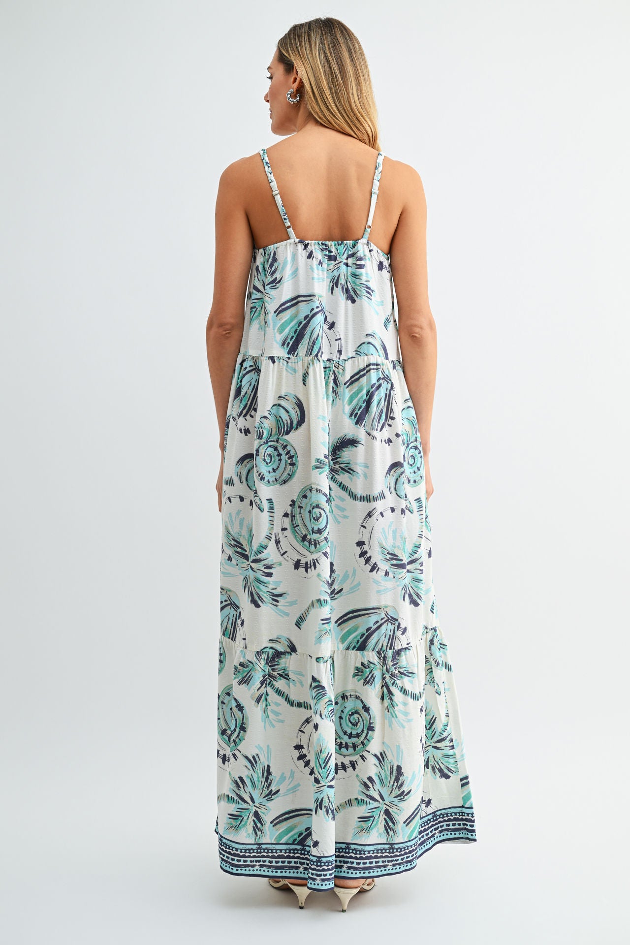Cream Braided Neck Maxi Dress