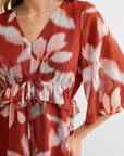 Paprika A-line Flutter Sleeve Dress