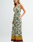 Olive Rust Multi V-Neck Jumpsuit