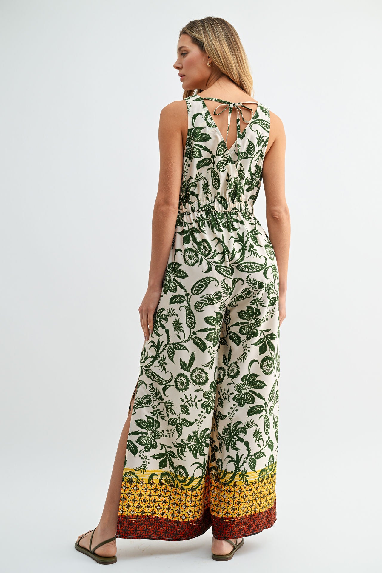 Olive Rust Multi V-Neck Jumpsuit