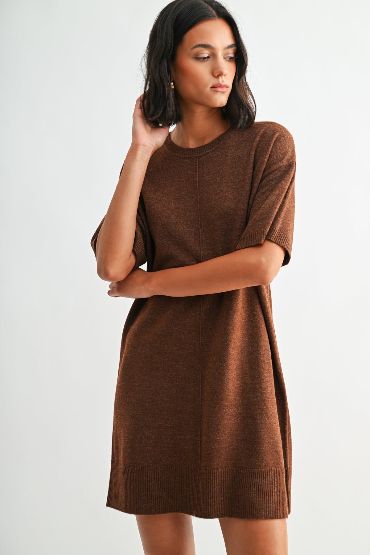 Brown Short Sleeve T-Shirt Dress