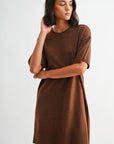 Brown Short Sleeve T-Shirt Dress