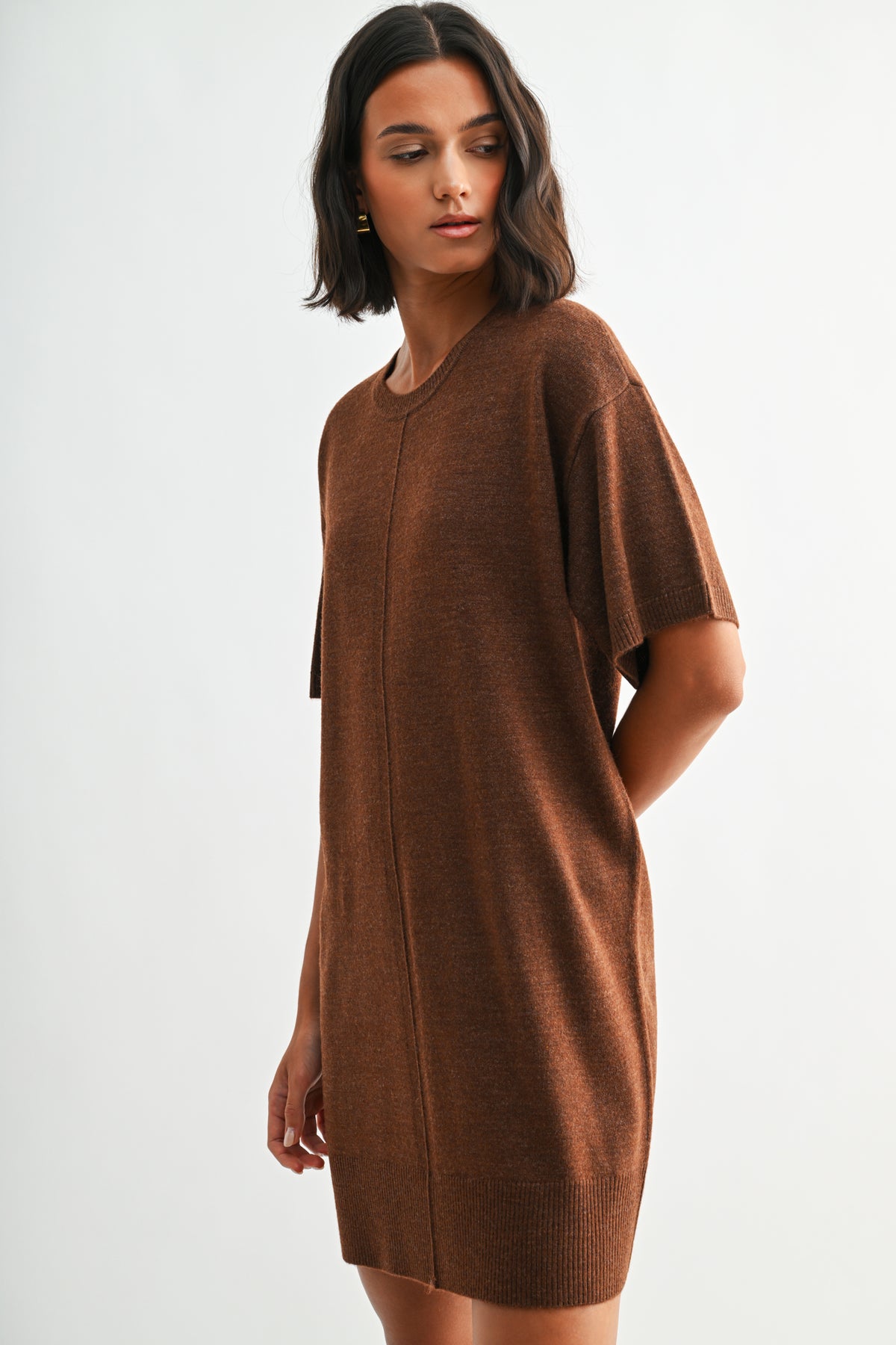 Brown Short Sleeve T-Shirt Dress