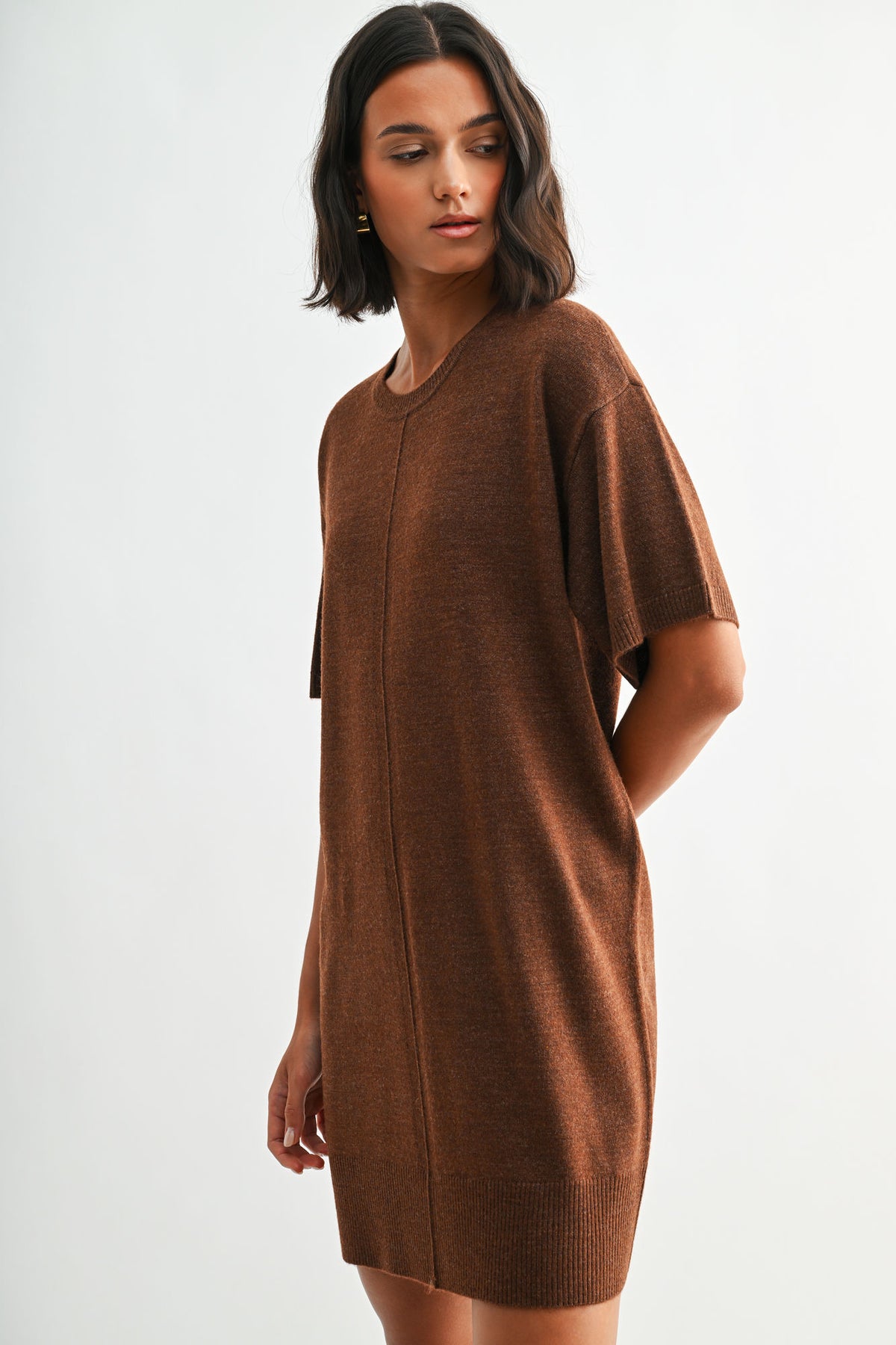 Brown Short Sleeve T-Shirt Dress