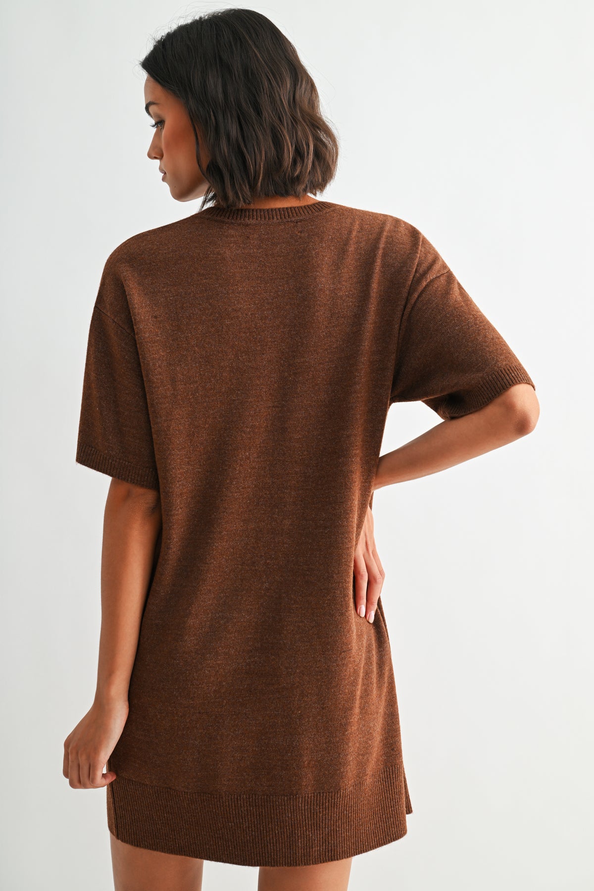 Brown Short Sleeve T-Shirt Dress