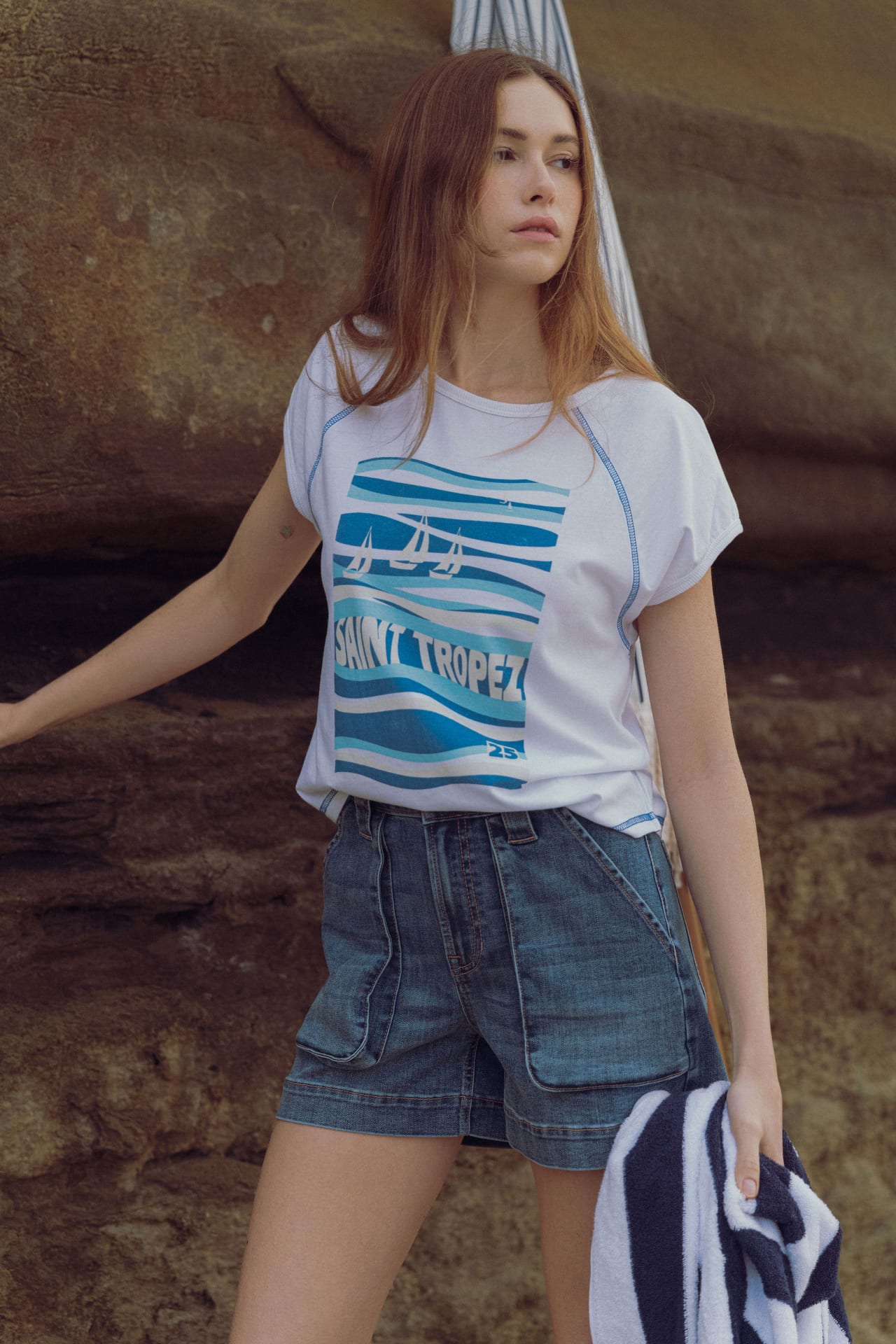 White Raglan Sleeve Graphic Tee