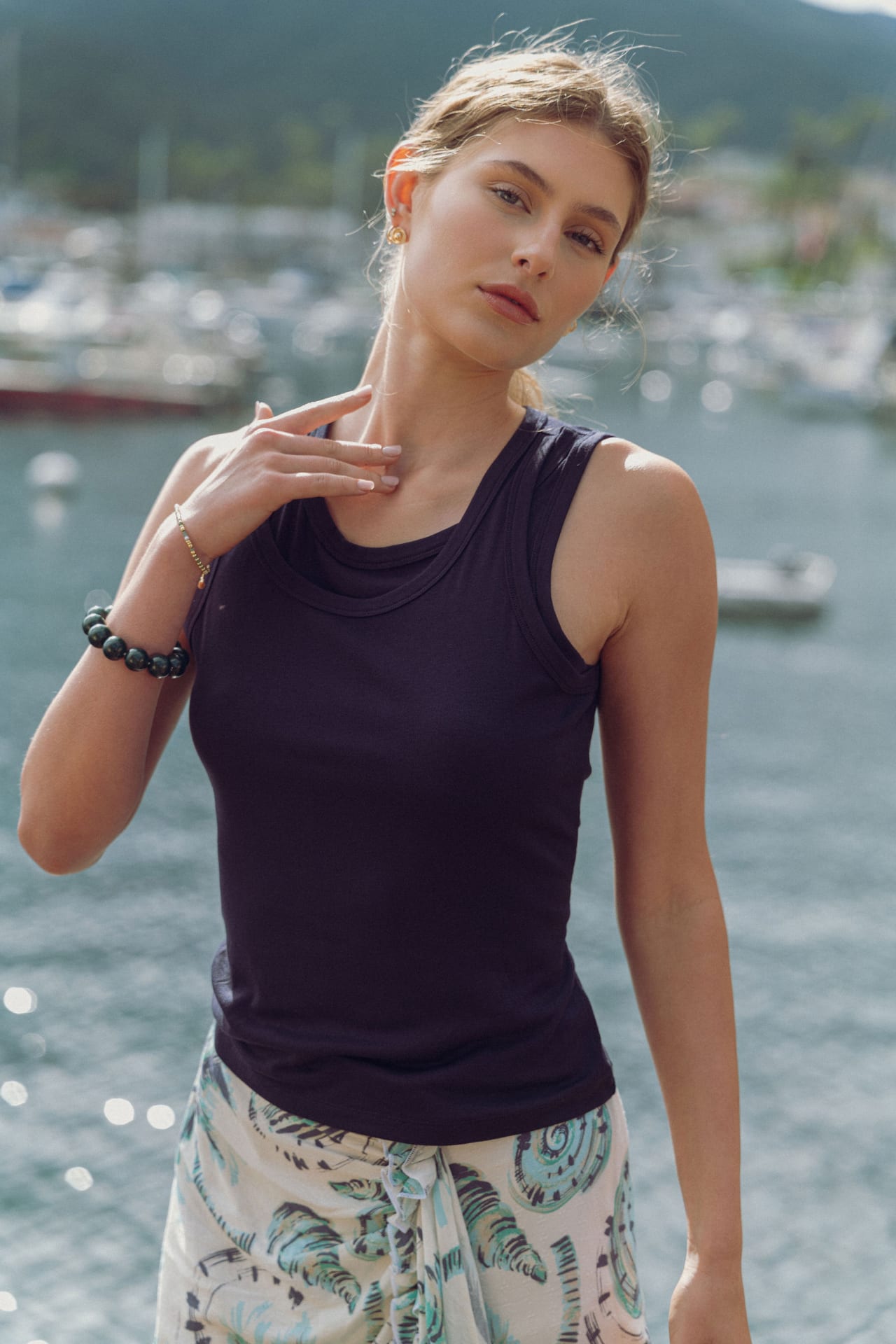 Navy Layered Tank