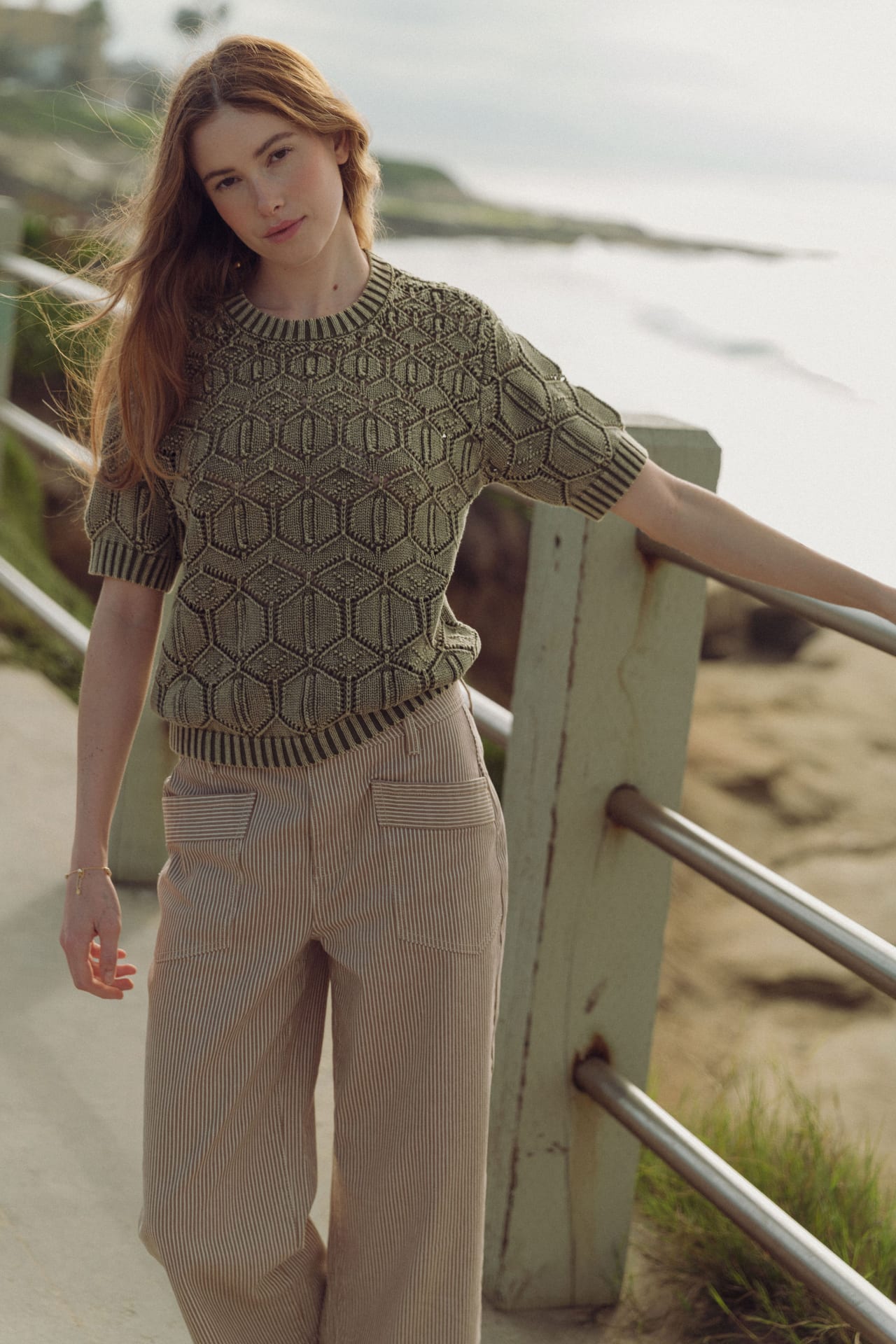 Pine Short Sleeve Distressed Sweater