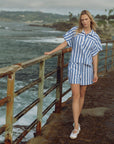 Blue Relaxed Dolman Sleeve Top