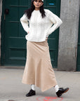 Champagne Asymmetric Midi Skirt
