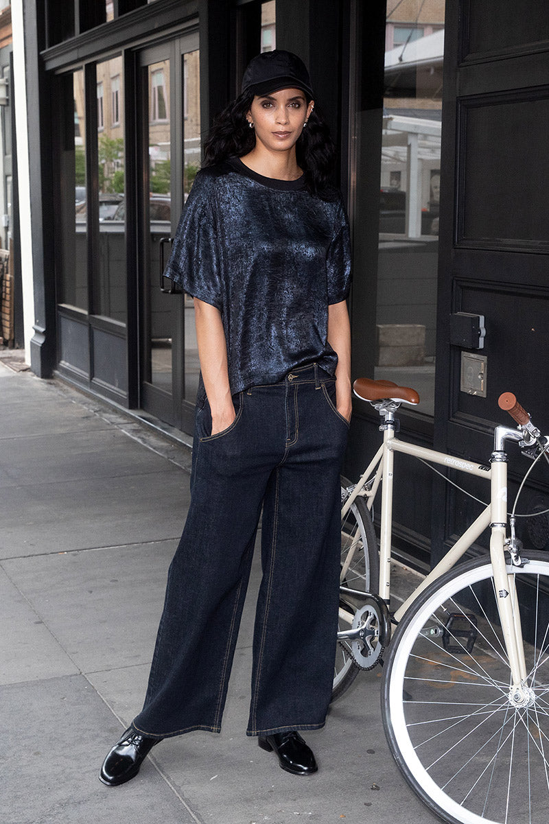 Midnight Zip Back Woven T-Shirt