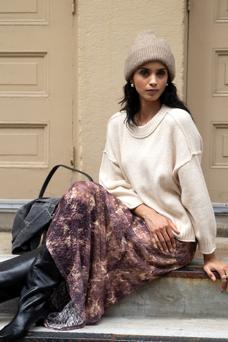 Oatmeal Long Sleeve Cropped Sweater