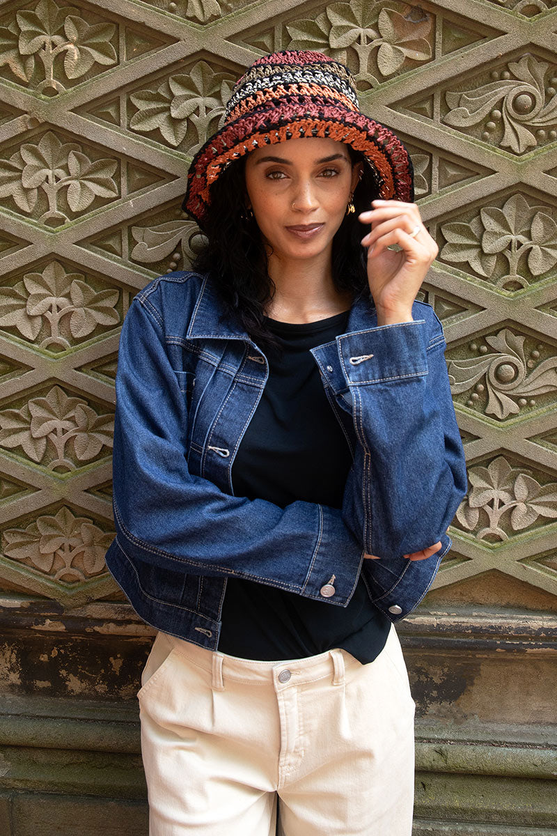 Indigo Pleated Front Denim Jacket