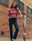 Cherry Broome Striped Crop Sweater