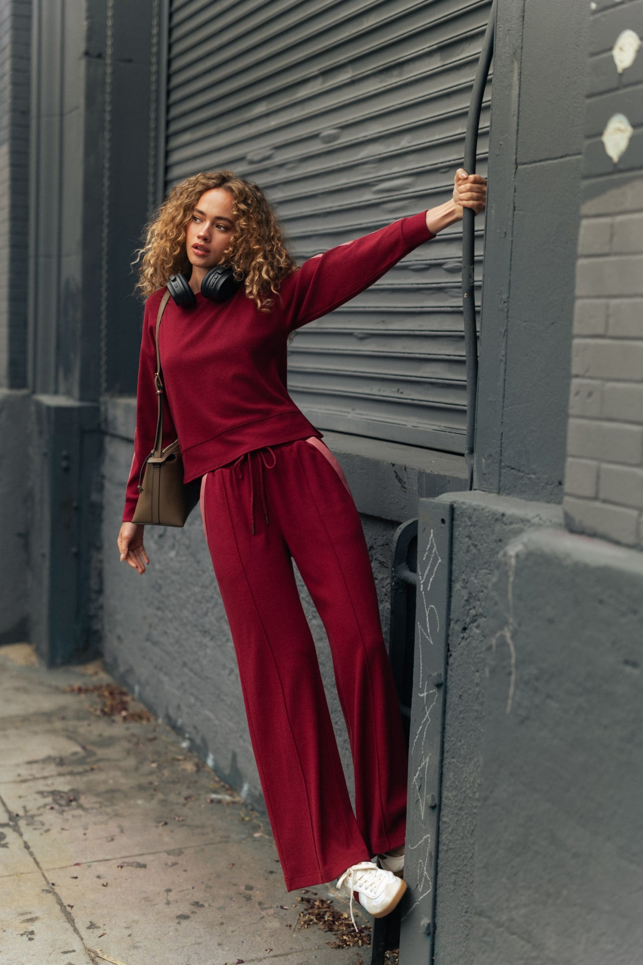 Burgundy Pintuck Track Lounge Pant