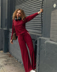 Burgundy Pintuck Track Lounge Pant