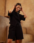Black Relaxed Button Down Shirt