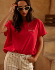Red Dolman Sleeve Graphic Tee