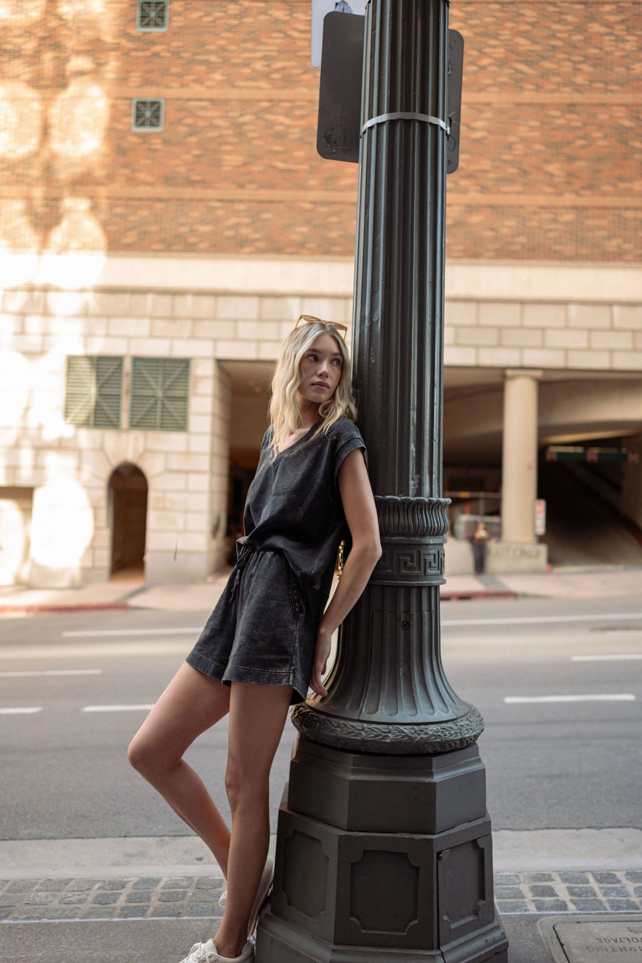 Black Crochet Detail Short